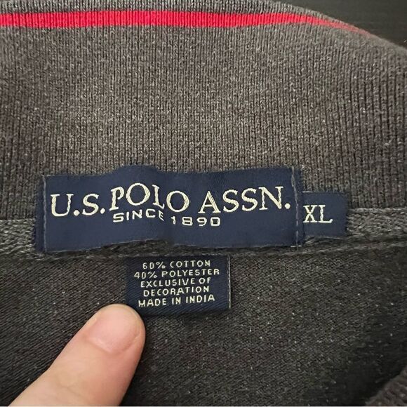 U.S. Polo Assn. Polo Shirt Mens Size XL Gray Short Sleeve 1/4 Button Collared - Picture 9 of 12